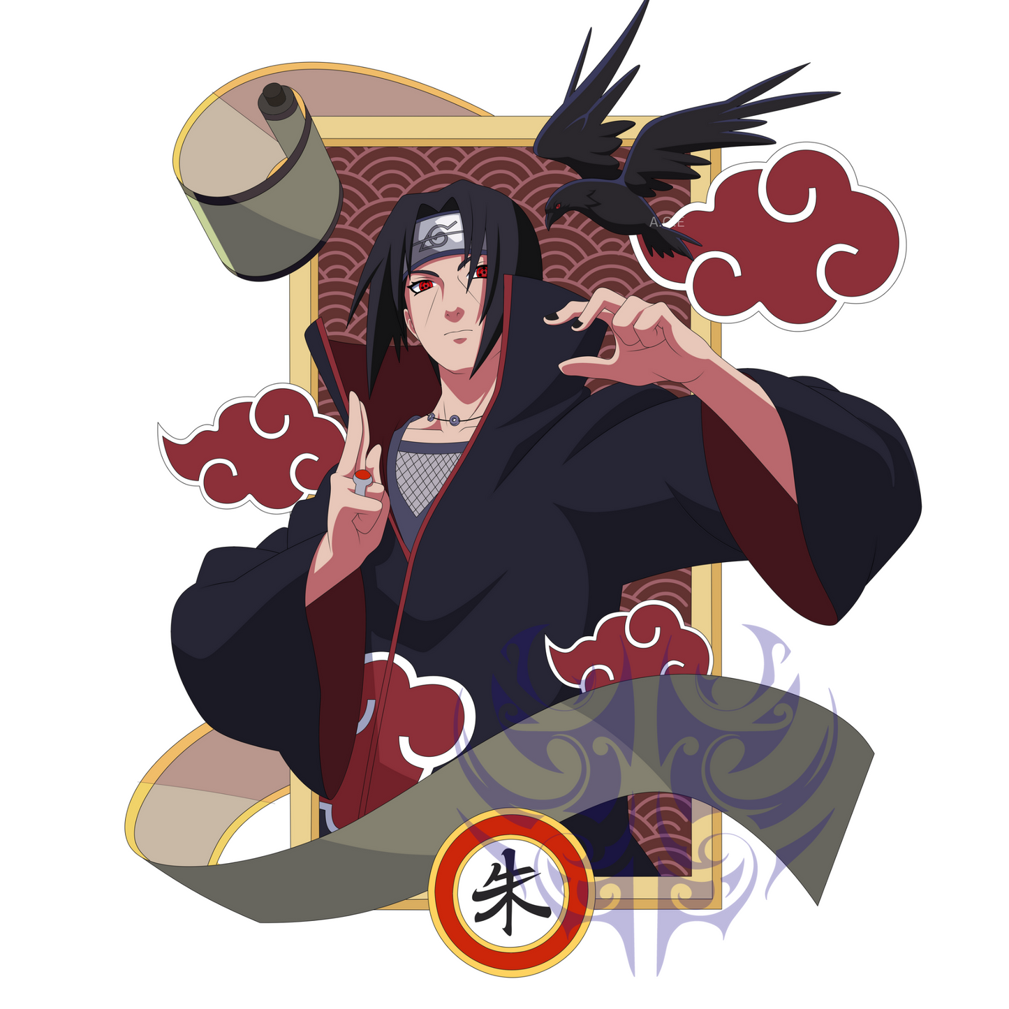 Illusionary Crows Enamel Pin in hand