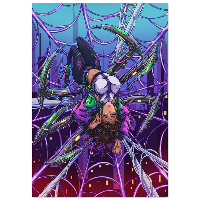 Cyber Punk Spider woman Poster – Vibrant Art on Premium Semi-Glossy Paper